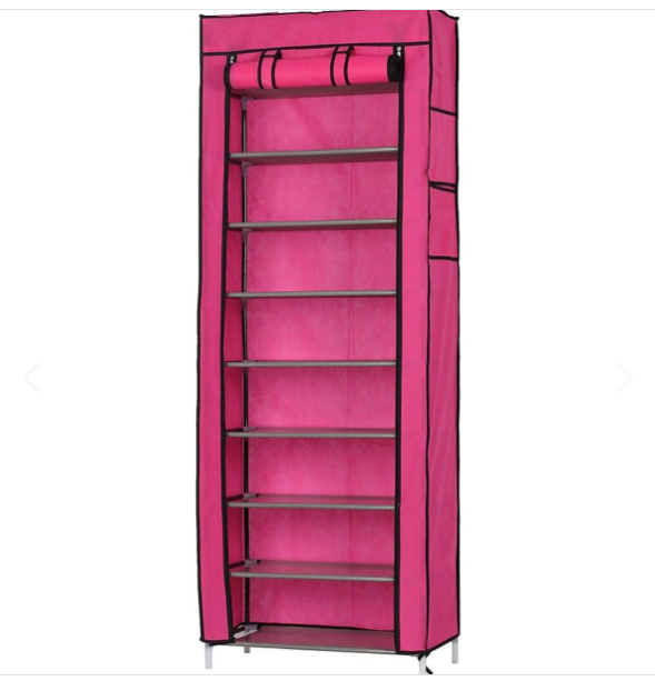 Zapatero de 9 niveles cubierta de polvo