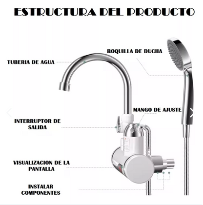 Grifo Lavaplatos Eléctrico Agua Caliente
