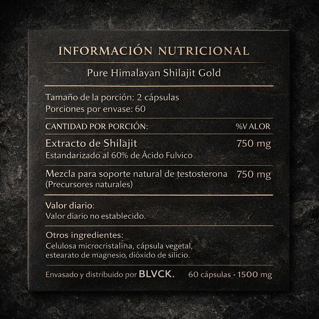 Shilajit Gold Del Himalaya + Maca Negra+ Ashwagandha 60 Cápsulas